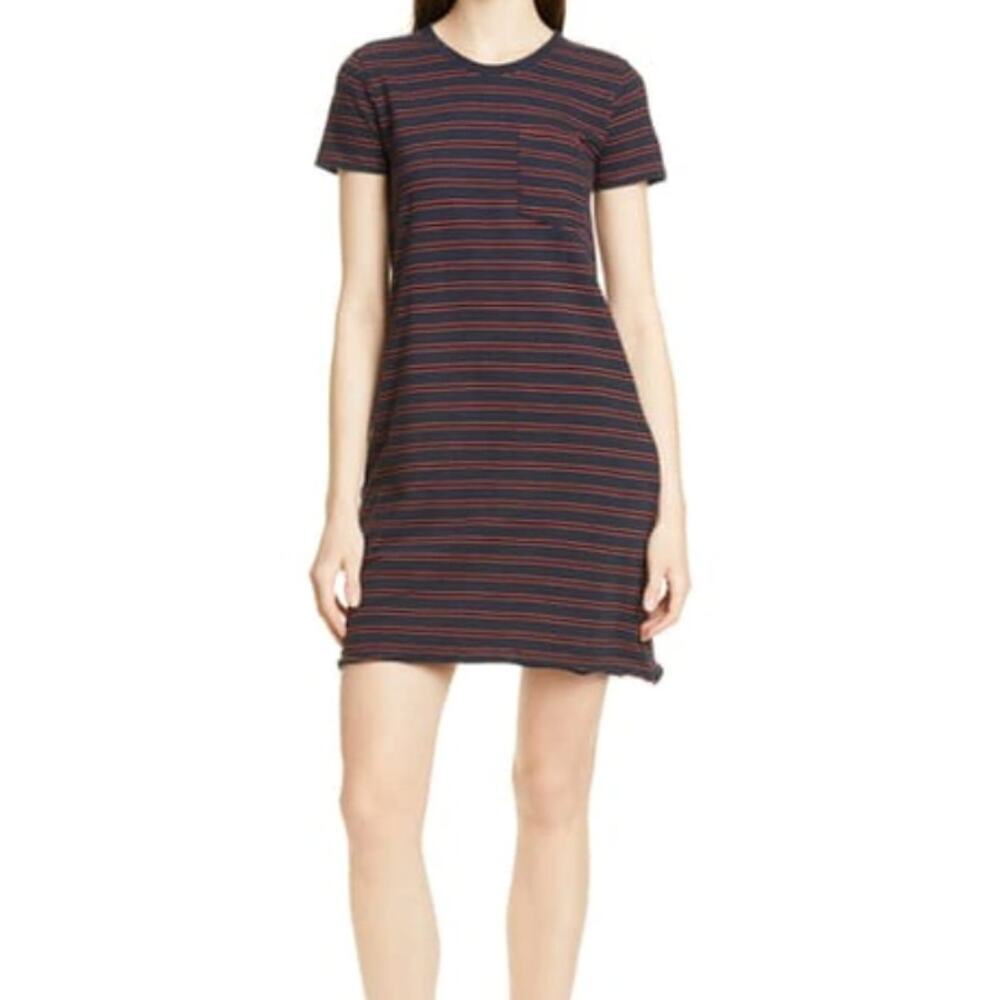 ATM Anthony Thomas Melillo Stripe Jersey T-shirt Dress In Pavement Cedar Combo